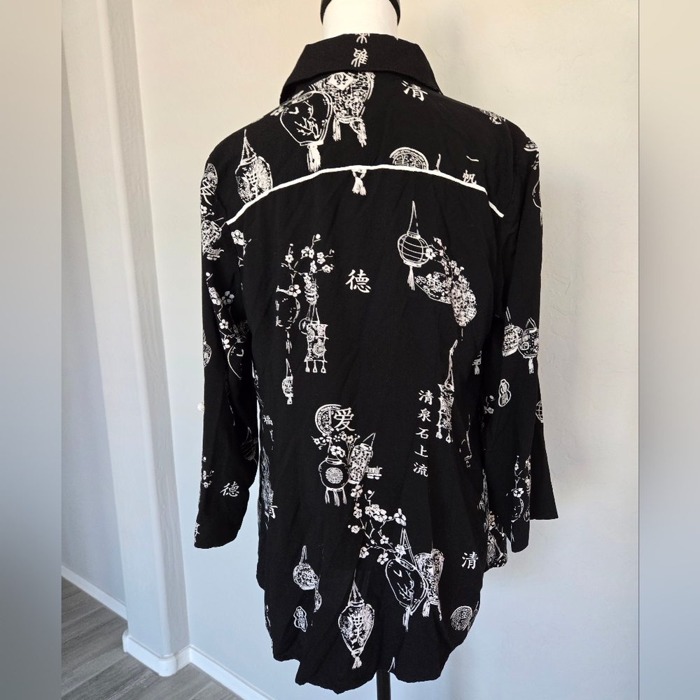 Soft Surroundings Asymmetrical Hem Asian Wrap Around Button Front Top Shirt Sz M - Picture 6 of 12